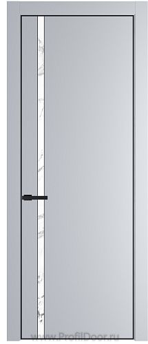 Дверь Profil Doors 21PE цвет Лайт Грей (RAL 870-01) кромка Черный матовый RAL9005 стекло Нефи белый узор серебро