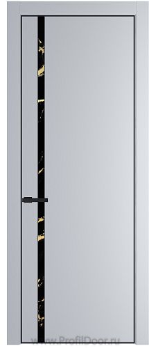 Дверь Profil Doors 21PE цвет Лайт Грей (RAL 870-01) кромка Черный матовый RAL9005 стекло Нефи черный узор золото