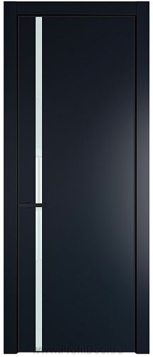 Дверь Profil Doors 21PE цвет Нэви Блу (RAL 7016) кромка Черный матовый RAL9005 стекло Lacobel Белый лак