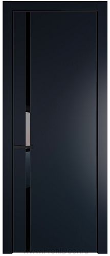 Дверь Profil Doors 21PE цвет Нэви Блу (RAL 7016) кромка Черный матовый RAL9005 стекло Lacobel Черный лак