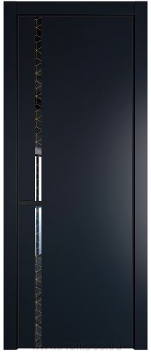 Дверь Profil Doors 21PE цвет Нэви Блу (RAL 7016) кромка Черный матовый RAL9005 стекло Лоран узор золото