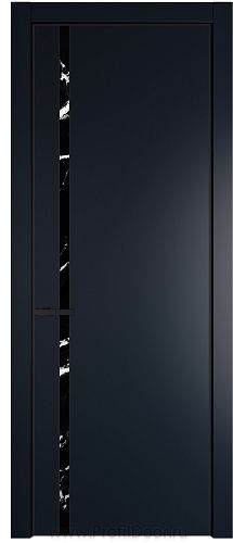 Дверь Profil Doors 21PE цвет Нэви Блу (RAL 7016) кромка Черный матовый RAL9005 стекло Нефи черный узор серебро