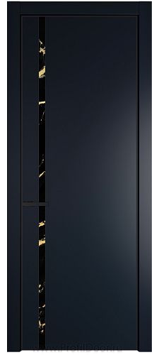 Дверь Profil Doors 21PE цвет Нэви Блу (RAL 7016) кромка Черный матовый RAL9005 стекло Нефи черный узор золото
