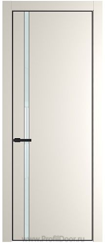 Дверь Profil Doors 21PE цвет Перламутр белый кромка Черный матовый RAL9005 стекло Lacobel Белый лак