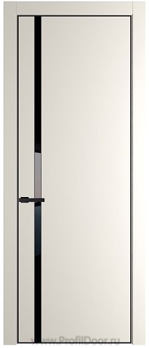 Дверь Profil Doors 21PE цвет Перламутр белый кромка Черный матовый RAL9005 стекло Lacobel Черный лак