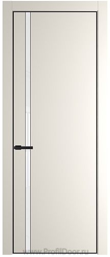 Дверь Profil Doors 21PE цвет Перламутр белый кромка Черный матовый RAL9005 стекло Lacobel лак Классик