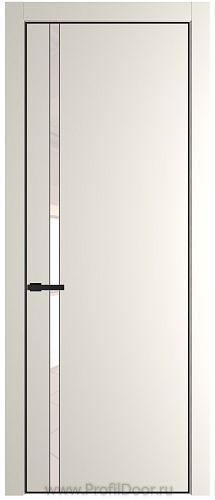 Дверь Profil Doors 21PE цвет Перламутр белый кромка Черный матовый RAL9005 стекло Lacobel Перламутровый лак
