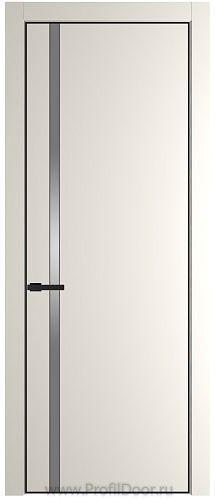 Дверь Profil Doors 21PE цвет Перламутр белый кромка Черный матовый RAL9005 стекло Lacobel Серебро Матлак