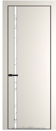 Дверь Profil Doors 21PE цвет Перламутр белый кромка Черный матовый RAL9005 стекло Нефи белый узор серебро