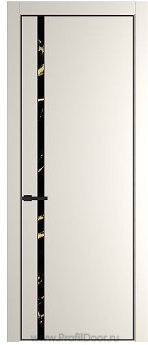 Дверь Profil Doors 21PE цвет Перламутр белый кромка Черный матовый RAL9005 стекло Нефи черный узор золото
