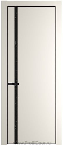 Дверь Profil Doors 21PE цвет Перламутр белый кромка Черный матовый RAL9005 стекло Неро мрамор