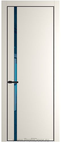 Дверь Profil Doors 21PE цвет Перламутр белый кромка Черный матовый RAL9005 стекло Зеркало Blue