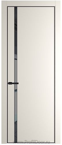 Дверь Profil Doors 21PE цвет Перламутр белый кромка Черный матовый RAL9005 стекло Зеркало Grey