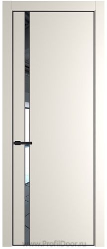 Дверь Profil Doors 21PE цвет Перламутр белый кромка Черный матовый RAL9005 стекло Зеркало