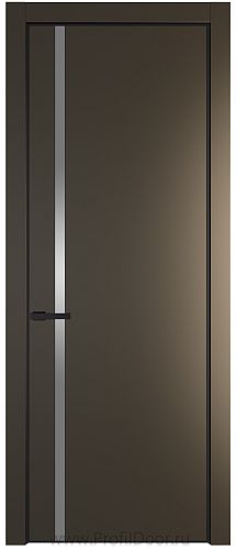 Дверь Profil Doors 21PE цвет Перламутр бронза кромка Черный матовый RAL9005 стекло Lacobel Серебро Матлак