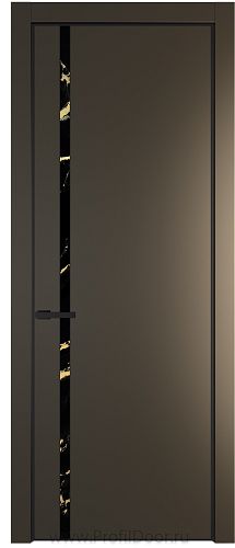 Дверь Profil Doors 21PE цвет Перламутр бронза кромка Черный матовый RAL9005 стекло Нефи черный узор золото