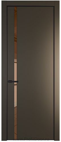 Дверь Profil Doors 21PE цвет Перламутр бронза кромка Черный матовый RAL9005 стекло Зеркало Bronza