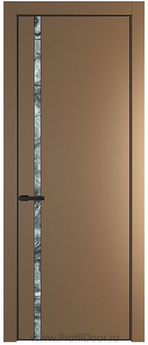 Дверь Profil Doors 21PE цвет Перламутр золото кромка Черный матовый RAL9005 стекло Атриум серебро