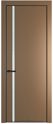 Дверь Profil Doors 21PE цвет Перламутр золото кромка Черный матовый RAL9005 стекло Lacobel Белый лак