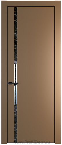 Дверь Profil Doors 21PE цвет Перламутр золото кромка Черный матовый RAL9005 стекло Лоран узор золото