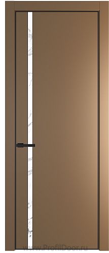 Дверь Profil Doors 21PE цвет Перламутр золото кромка Черный матовый RAL9005 стекло Нефи белый узор серебро