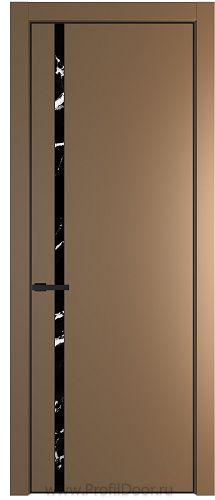 Дверь Profil Doors 21PE цвет Перламутр золото кромка Черный матовый RAL9005 стекло Нефи черный узор серебро