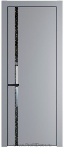 Дверь Profil Doors 21PE цвет Смоки (RAL 870-02) кромка Черный матовый RAL9005 стекло Лоран узор золото