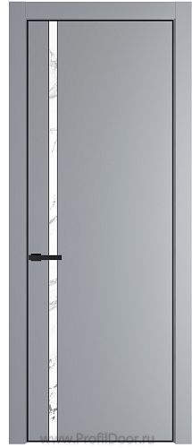 Дверь Profil Doors 21PE цвет Смоки (RAL 870-02) кромка Черный матовый RAL9005 стекло Нефи белый узор серебро