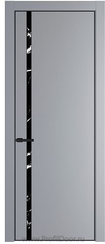 Дверь Profil Doors 21PE цвет Смоки (RAL 870-02) кромка Черный матовый RAL9005 стекло Нефи черный узор серебро