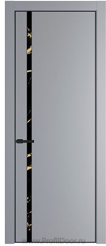 Дверь Profil Doors 21PE цвет Смоки (RAL 870-02) кромка Черный матовый RAL9005 стекло Нефи черный узор золото
