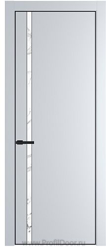 Дверь Profil Doors 21PE цвет Вайт (RAL 110 96 02) кромка Черный матовый RAL9005 стекло Нефи белый узор серебро