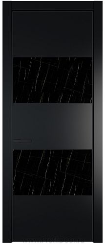 Дверь Profil Doors 22PE цвет Блэк кромка Черный матовый RAL9005 стекло Неро мрамор