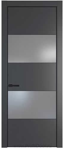 Дверь Profil Doors 22PE цвет Графит (Pantone 425С) кромка Черный матовый RAL9005 стекло Lacobel Серебро Матлак