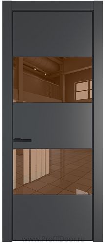 Дверь Profil Doors 22PE цвет Графит (Pantone 425С) кромка Черный матовый RAL9005 стекло Зеркало Bronza