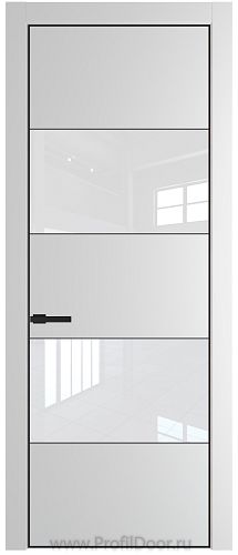 Дверь Profil Doors 22PE цвет Крем Вайт (RAL 120-02) кромка Черный матовый RAL9005 стекло Lacobel лак Классик