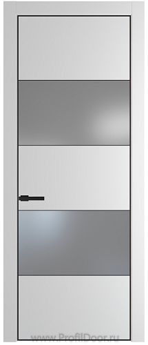 Дверь Profil Doors 22PE цвет Крем Вайт (RAL 120-02) кромка Черный матовый RAL9005 стекло Lacobel Серебро Матлак