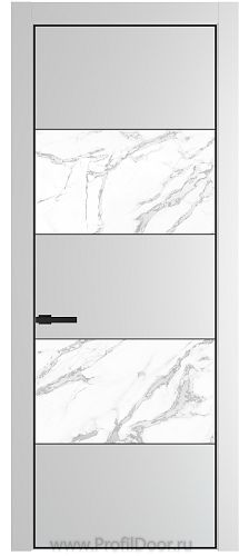 Дверь Profil Doors 22PE цвет Крем Вайт (RAL 120-02) кромка Черный матовый RAL9005 стекло Нефи белый узор серебро