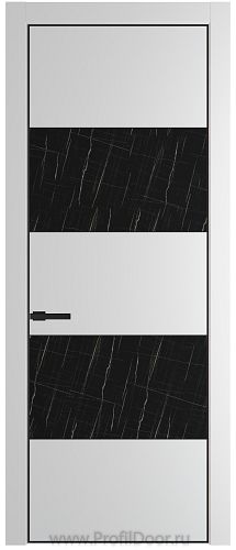 Дверь Profil Doors 22PE цвет Крем Вайт (RAL 120-02) кромка Черный матовый RAL9005 стекло Неро мрамор