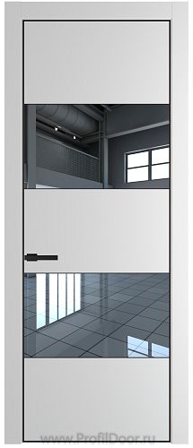 Дверь Profil Doors 22PE цвет Крем Вайт (RAL 120-02) кромка Черный матовый RAL9005 стекло Зеркало