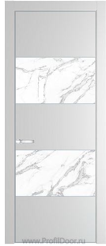 Дверь Profil Doors 22PE цвет Крем Вайт (RAL 120-02) кромка Серебро стекло Нефи белый узор серебро