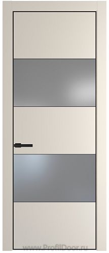 Дверь Profil Doors 22PE цвет Кремовая Магнолия (RAL 120-04) кромка Черный матовый RAL9005 стекло Lacobel Серебро Матлак