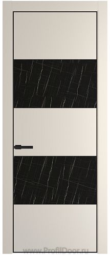 Дверь Profil Doors 22PE цвет Кремовая Магнолия (RAL 120-04) кромка Черный матовый RAL9005 стекло Неро мрамор