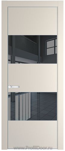 Дверь Profil Doors 22PE цвет Кремовая Магнолия (RAL 120-04) кромка Серебро стекло Зеркало Grey