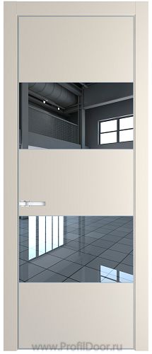 Дверь Profil Doors 22PE цвет Кремовая Магнолия (RAL 120-04) кромка Серебро стекло Зеркало