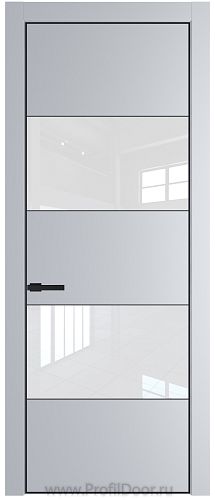 Дверь Profil Doors 22PE цвет Лайт Грей (RAL 870-01) кромка Черный матовый RAL9005 стекло Lacobel лак Классик