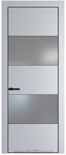 Дверь Profil Doors 22PE цвет Лайт Грей (RAL 870-01) кромка Черный матовый RAL9005 стекло Lacobel Серебро Матлак