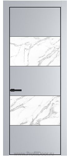 Дверь Profil Doors 22PE цвет Лайт Грей (RAL 870-01) кромка Черный матовый RAL9005 стекло Нефи белый узор серебро
