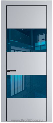 Дверь Profil Doors 22PE цвет Лайт Грей (RAL 870-01) кромка Черный матовый RAL9005 стекло Зеркало Blue