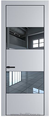 Дверь Profil Doors 22PE цвет Лайт Грей (RAL 870-01) кромка Черный матовый RAL9005 стекло Зеркало