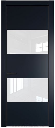 Дверь Profil Doors 22PE цвет Нэви Блу (RAL 7016) кромка Черный матовый RAL9005 стекло Lacobel лак Классик